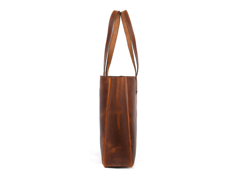 Kingston Leather Tote Bag  - Stressed Light Brown Caramel