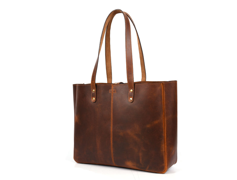 Kingston Leather Tote Bag  - Stressed Light Brown Caramel