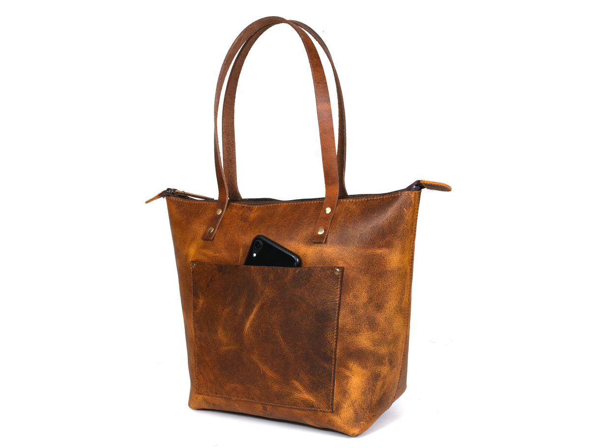 Cassidy Leather Tote - Caramel