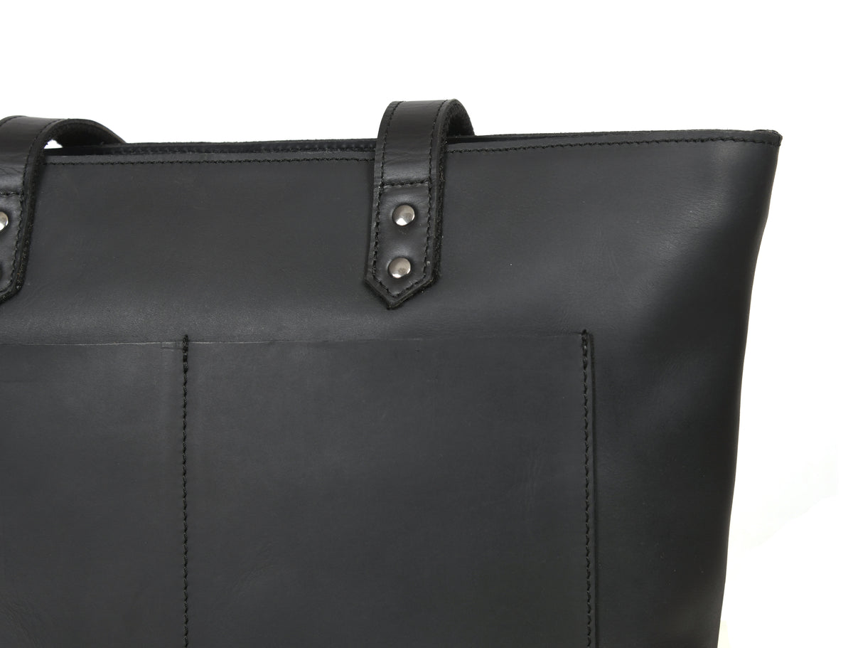 Leather Myra Tote Bag - Black