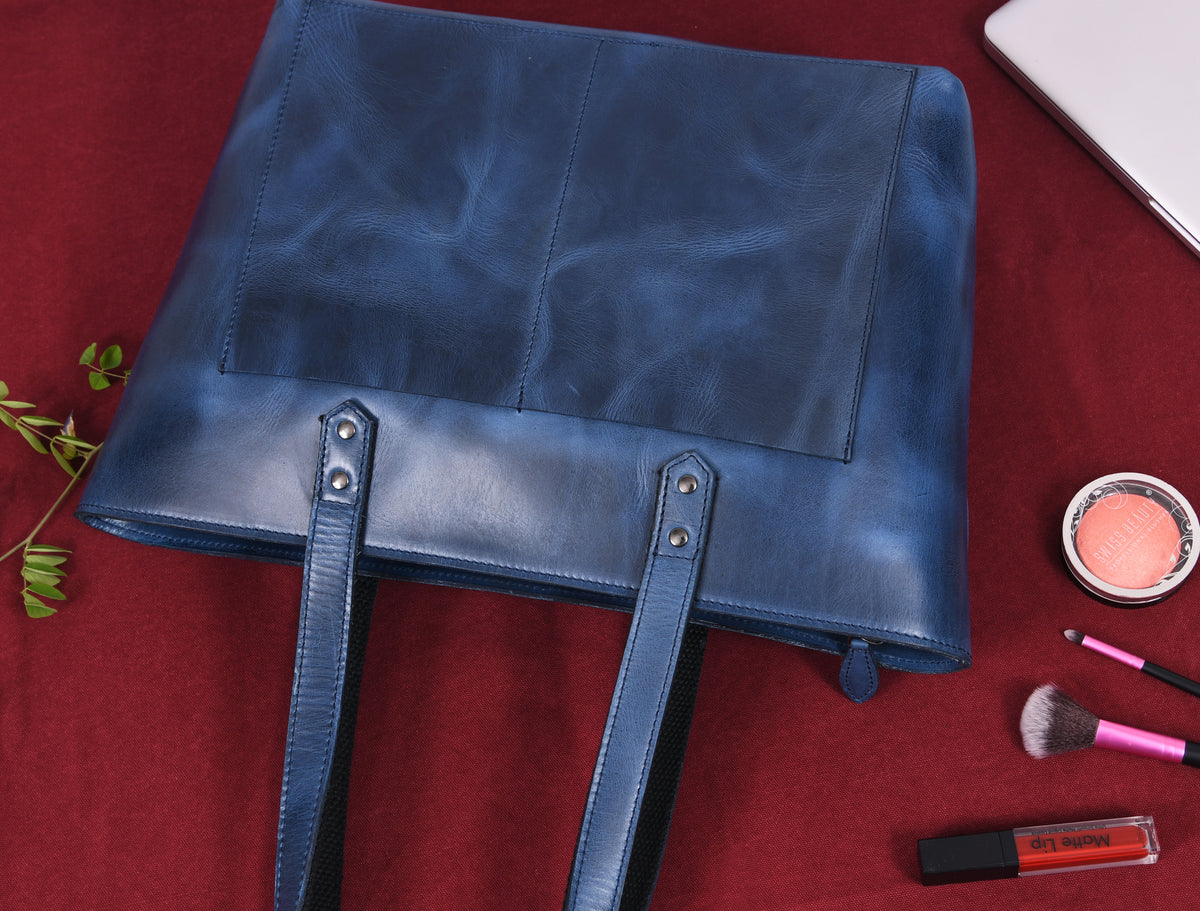 Leather Myra Tote Bag - Abyss Blue