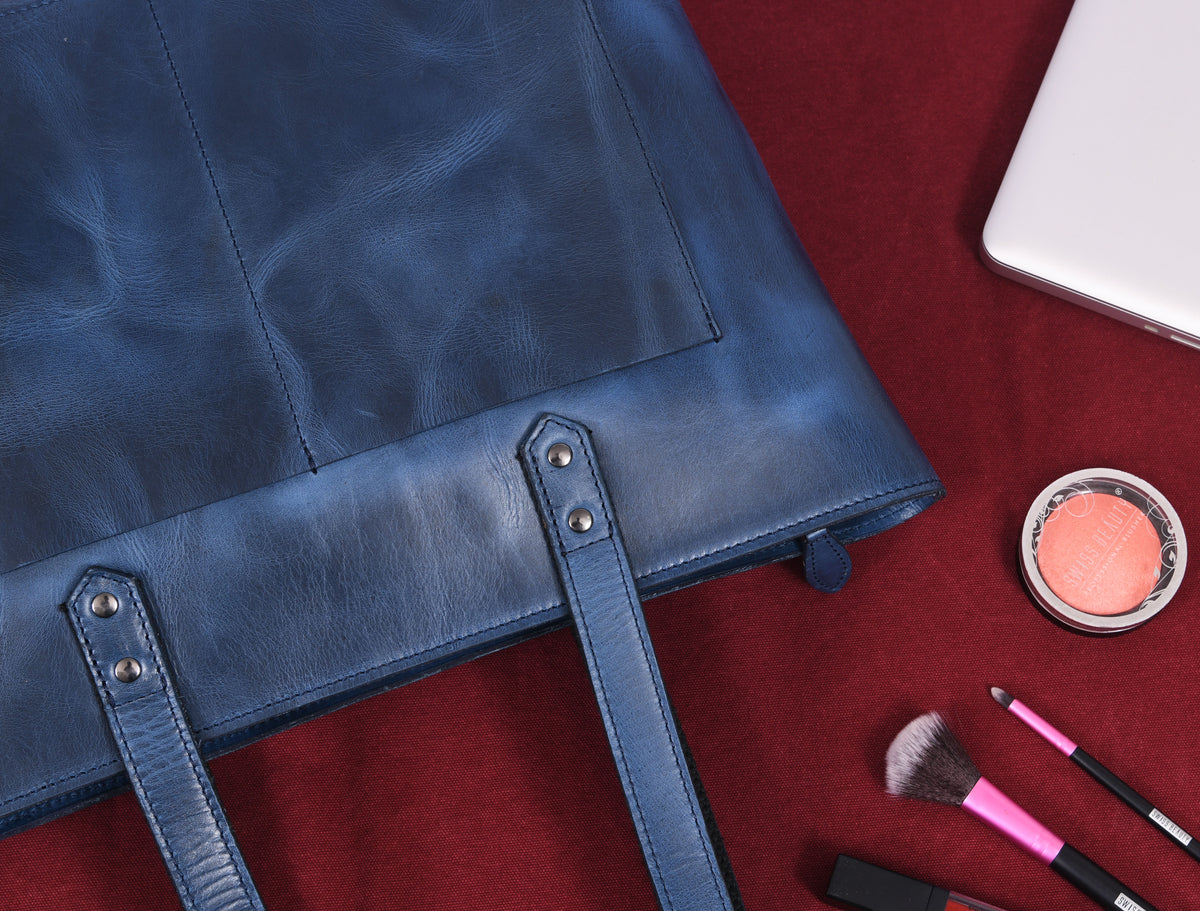 Leather Myra Tote Bag - Abyss Blue