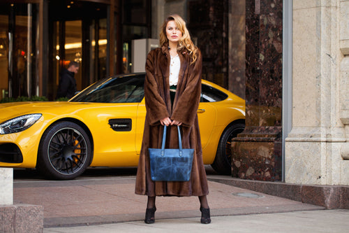 Leather Myra Tote Bag - Abyss Blue
