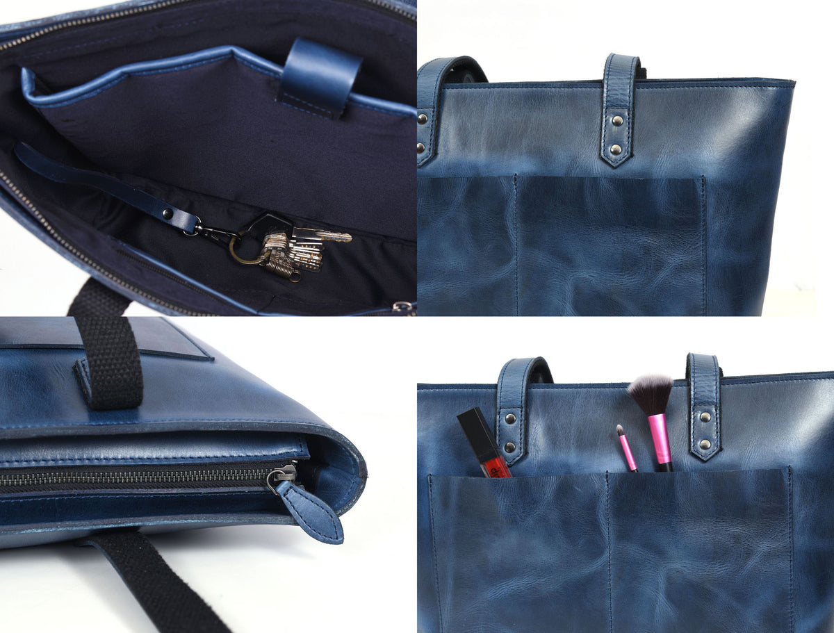 Leather Myra Tote Bag - Abyss Blue