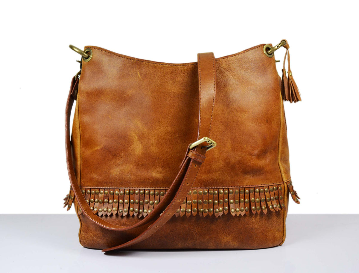 Colorado Leather Sling Bag - Caramel