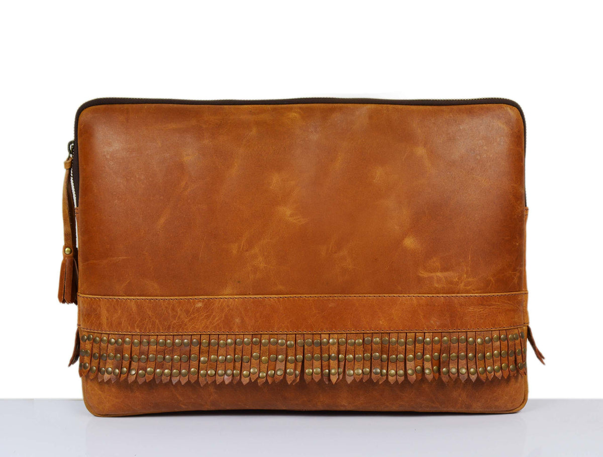 Colorado Leather Sleeve Clutch - Caramel