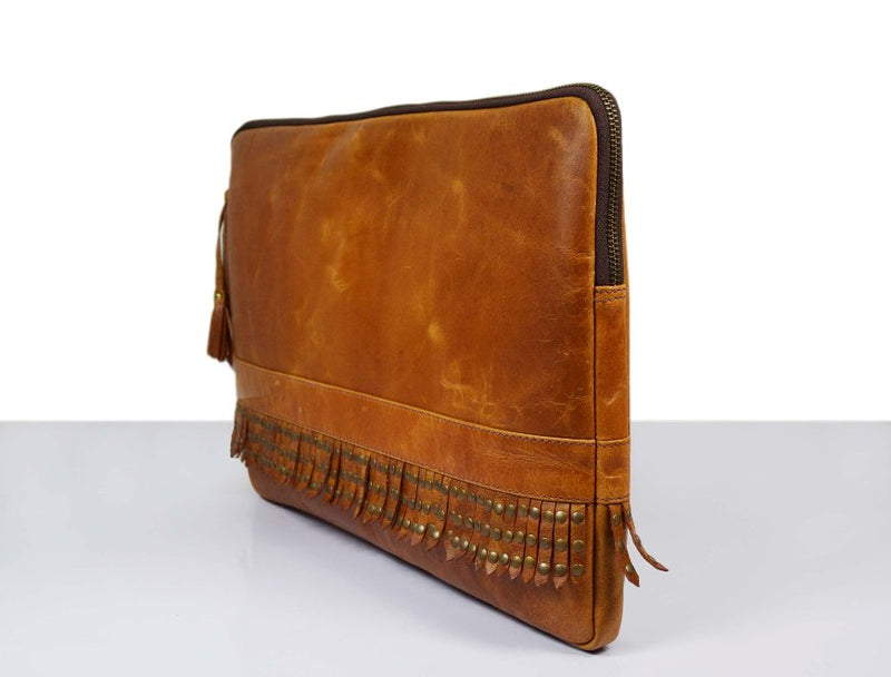 Colorado Leather Sleeve Clutch - Caramel