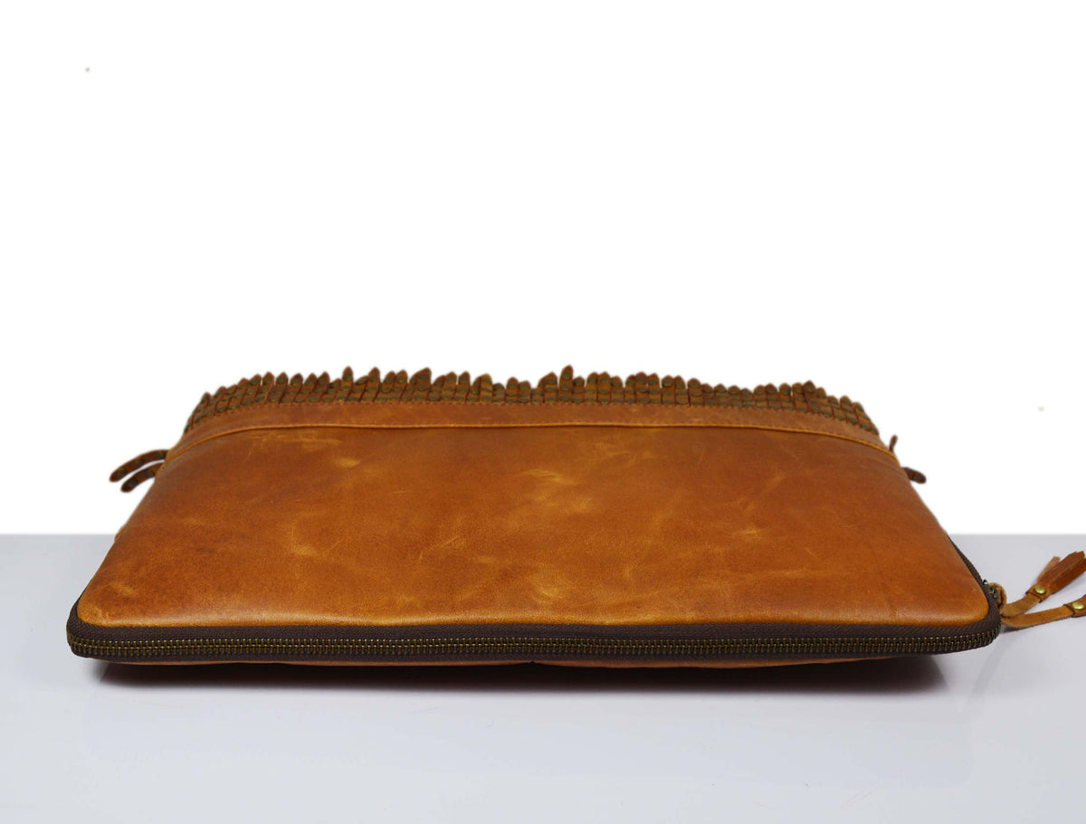 Colorado Leather Sleeve Clutch - Caramel