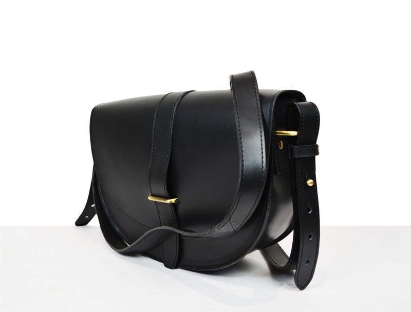 Penticton Leather  Shoulder Bag - Raven Black
