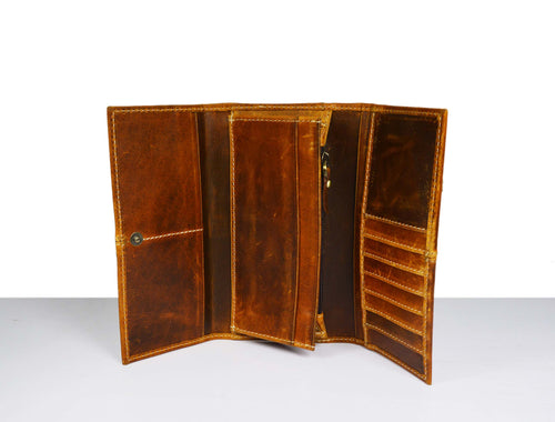 Barrie Leather Clutch Wallet - Caramel Brown