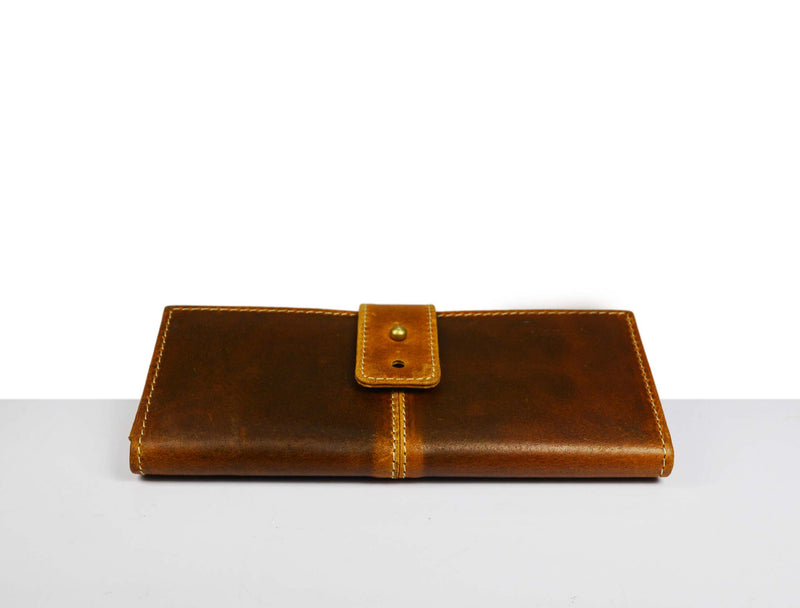 Barrie Leather Clutch Wallet - Caramel Brown