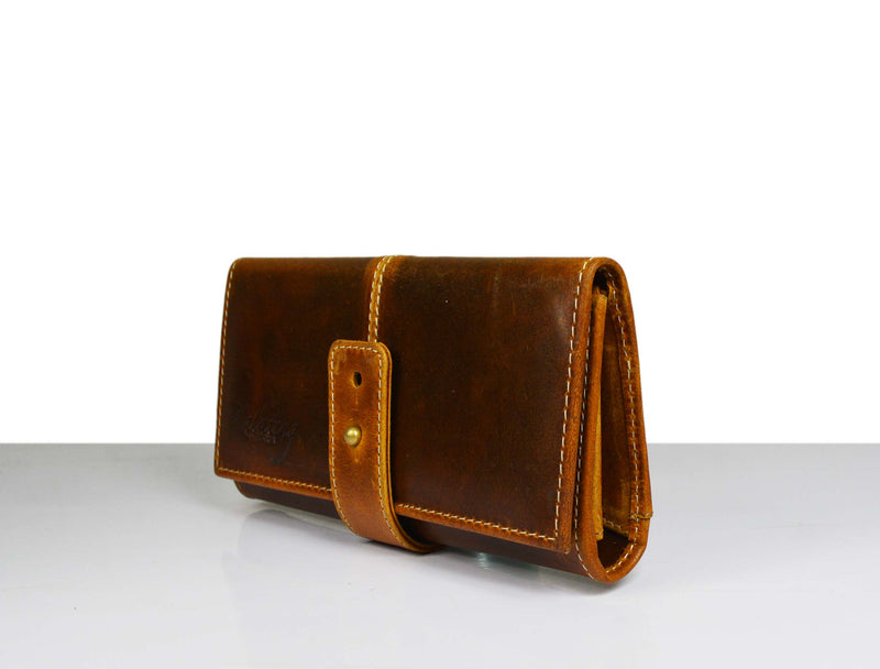 Barrie Leather Clutch Wallet - Caramel Brown