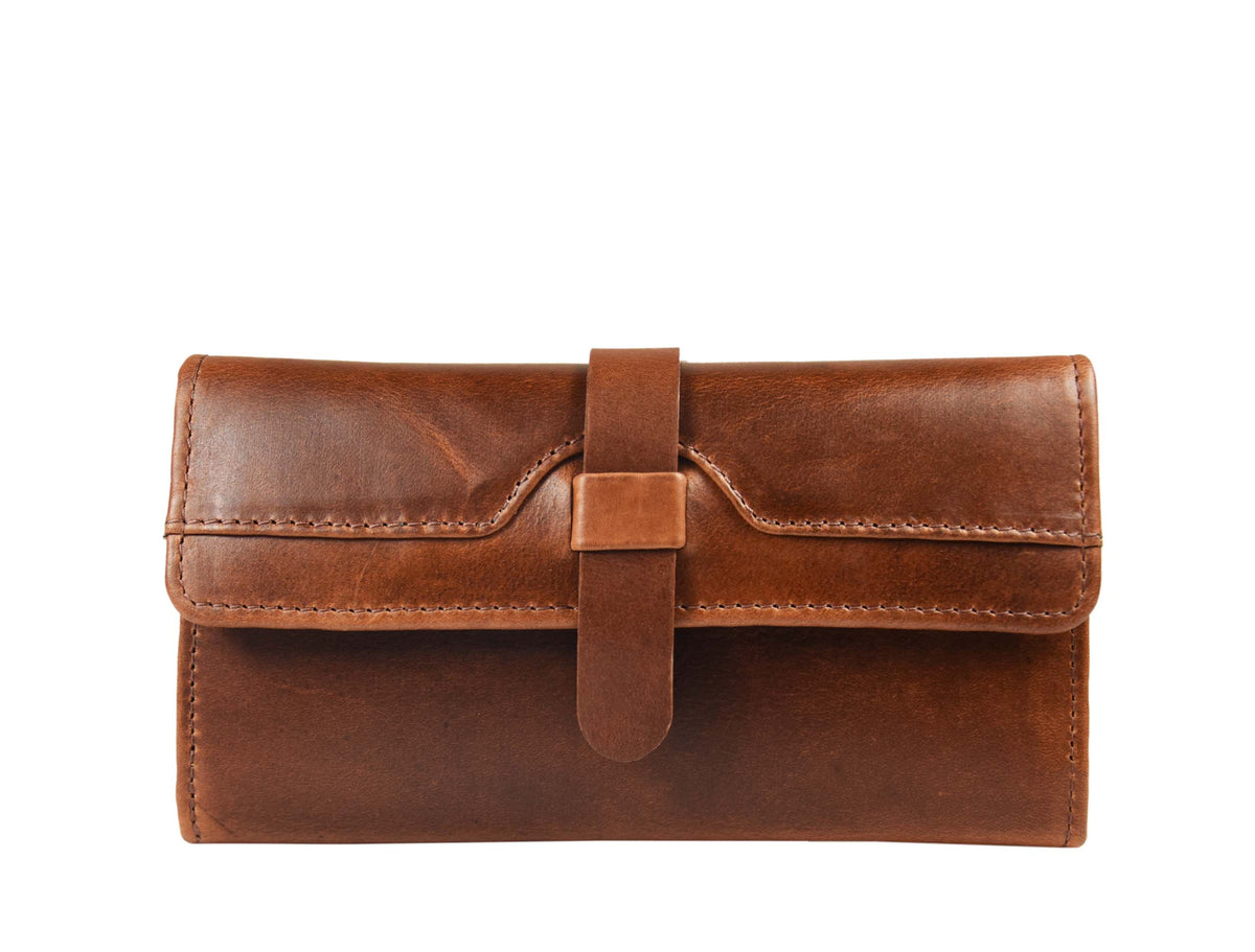 Toronto Leather Clutch Bag - Cinnamon Brown