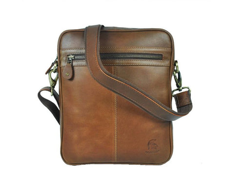 Ottawa Leather Crossbody Messenger Bag -  Brown