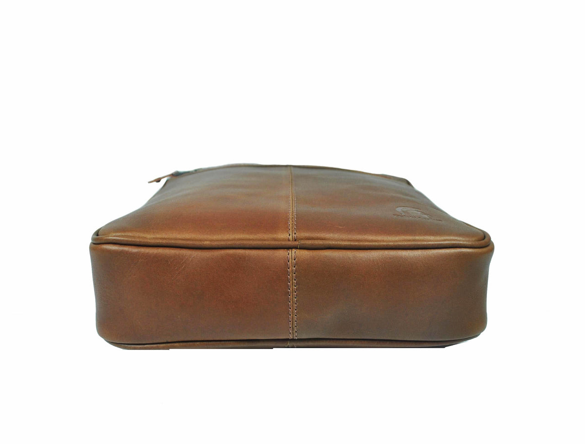 Ottawa Leather Crossbody Messenger Bag -  Brown