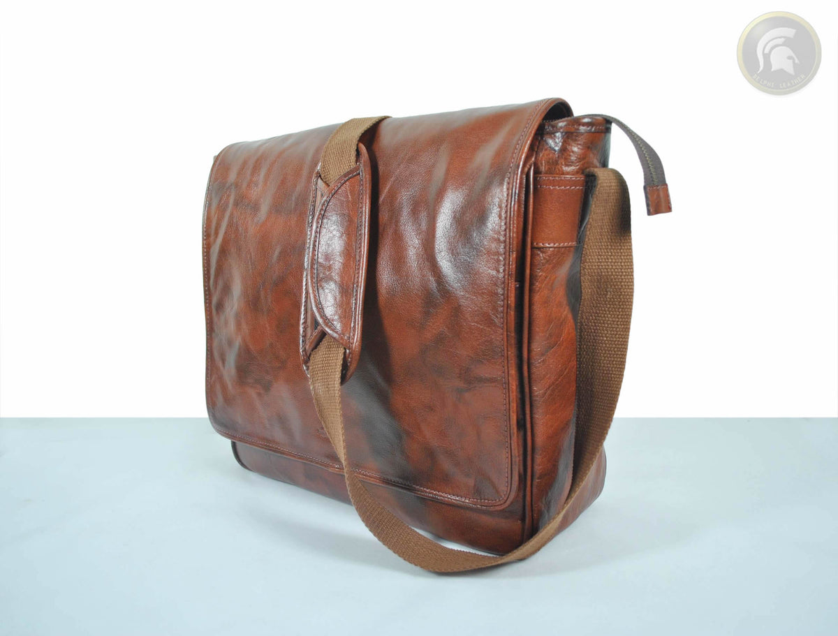 Plano Leather Messenger Bag - Brown
