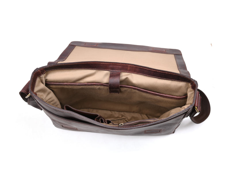 Borden Leather Messenger Bag - Walnut Brown
