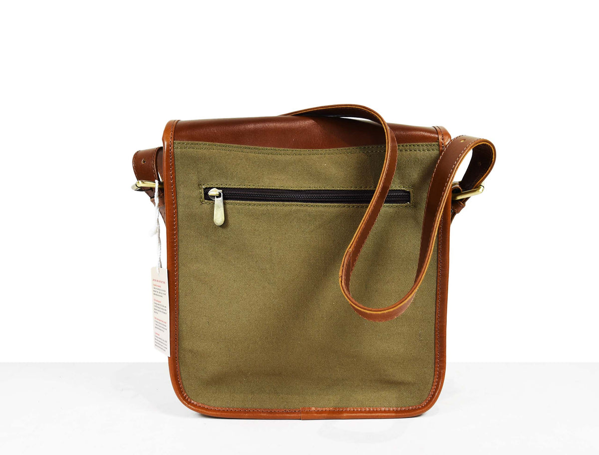 Portland Leather Canvas Messenger Bag - Sheen Green.