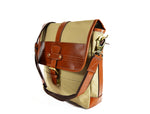 Visalia Leather Canvas Messenger Bag - Beige