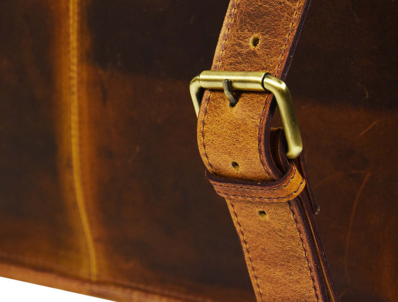 Fresno Leather Portfolio Bag - Caramel Brown.