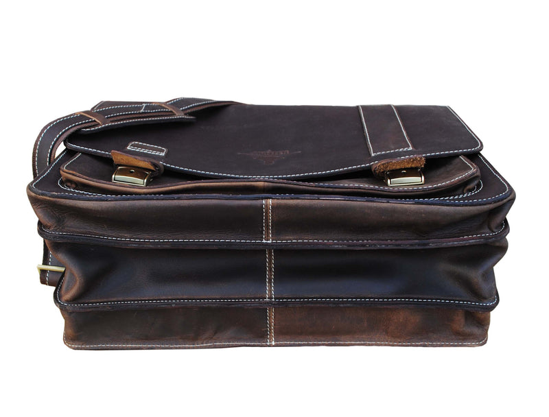 Tucson Leather Portfolio Bag - Walnut Brown