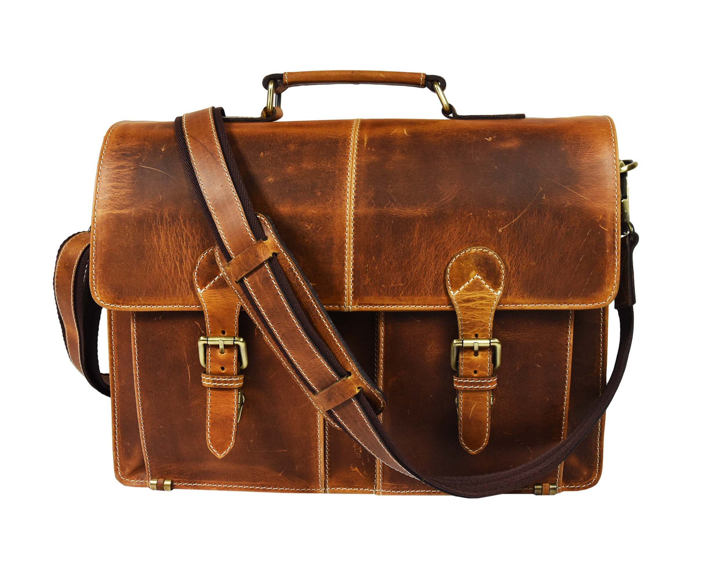 Cavendish Leather Office Bag - Caramel Brown