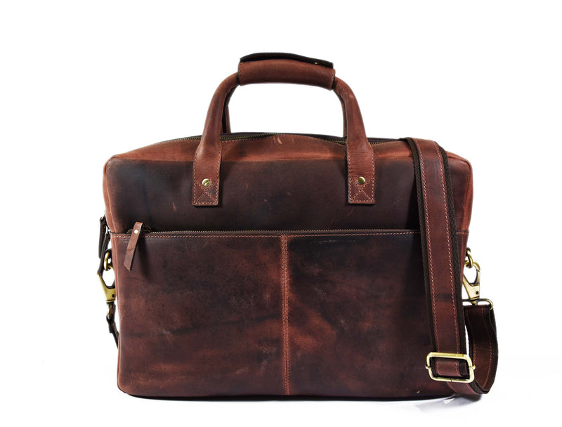 Clovis Leather Briefcase - Walnut Brown