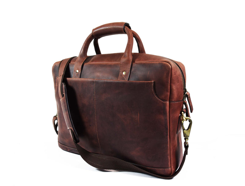 Clovis Leather Briefcase - Walnut Brown