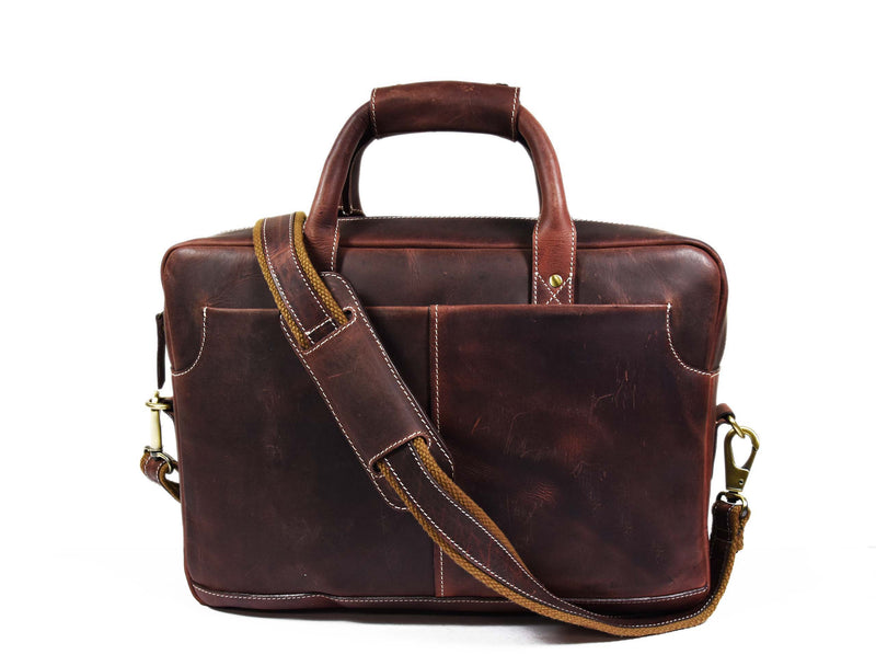 Clovis Leather Briefcase - Walnut Brown
