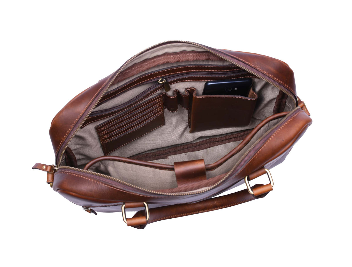 Tacoma Leather Office Bag -  Caramel Brown.