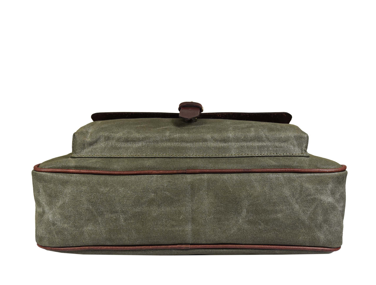 Leather 15" Canvas Briefcase Bag Seaweed Green (PB-154)