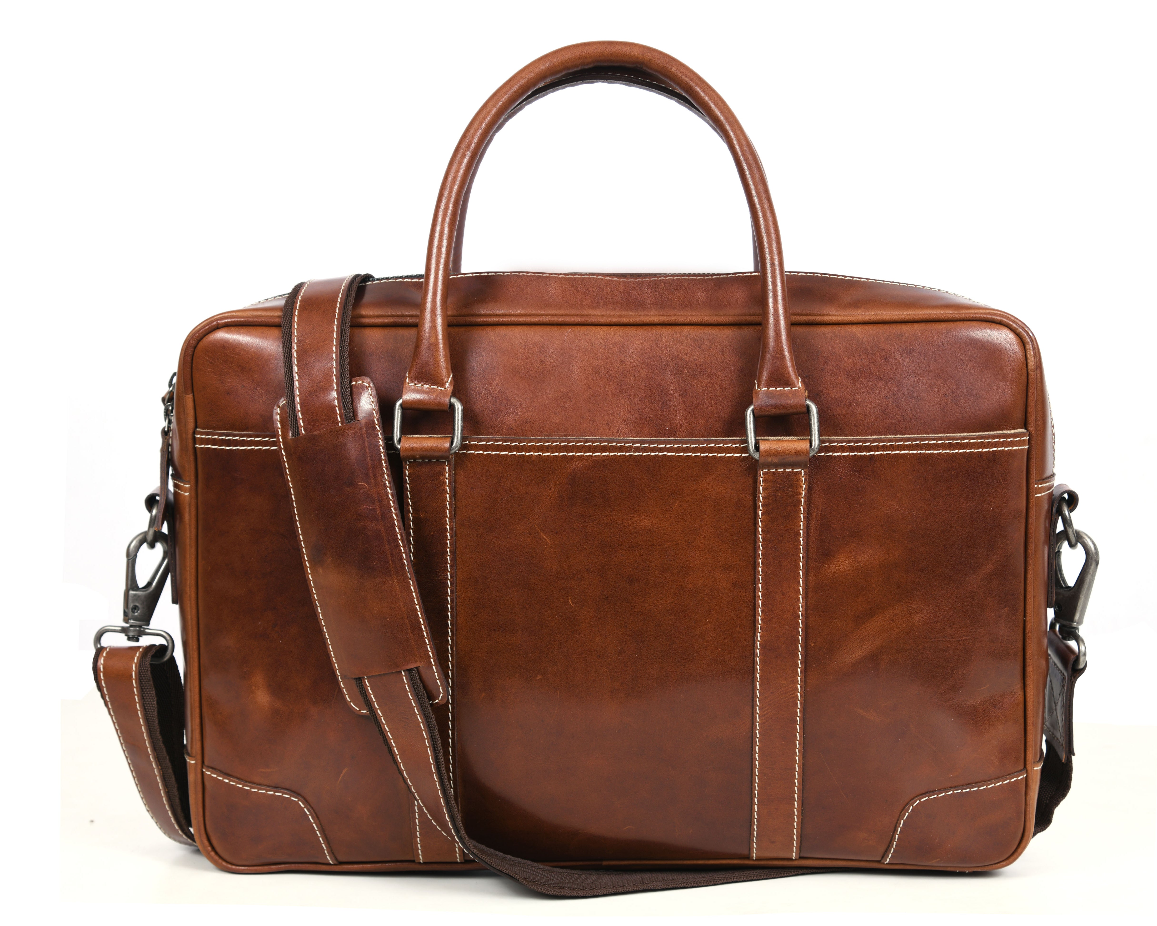 Hayward 17" Leather Office Bag - Cinnamon Tan
