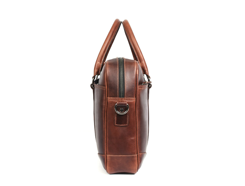 Leather Office Bag - Cinnamon Brown.