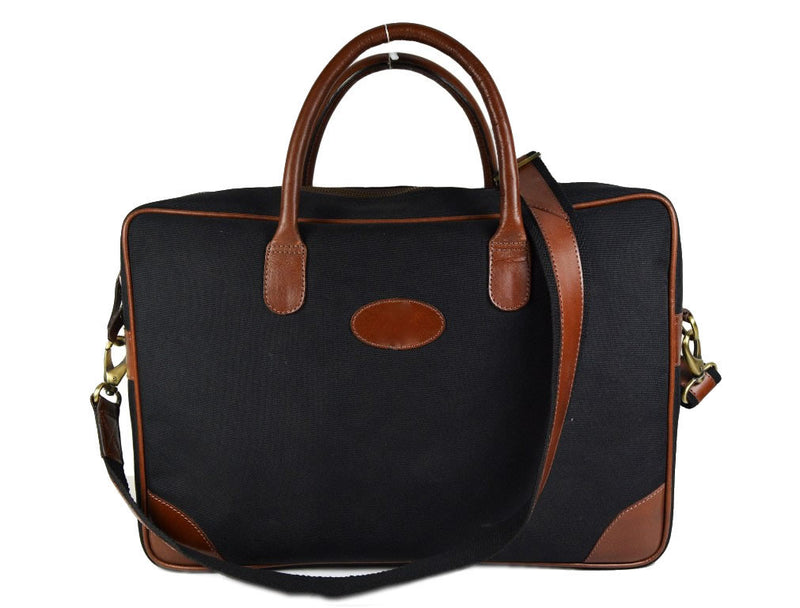 Provo Leather Canvas Portfolio Bag - Raven Black