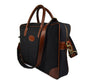 Provo Leather Canvas Portfolio Bag - Raven Black