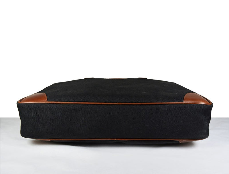 Provo Leather Canvas Portfolio Bag - Raven Black