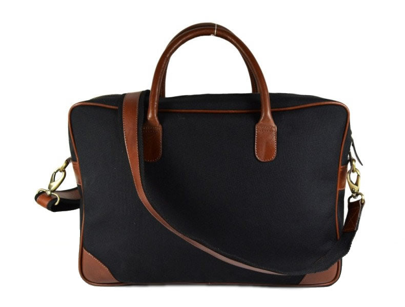 Provo Leather Canvas Portfolio Bag - Raven Black