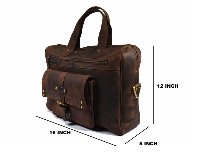 Lowell Leather Portfolio Bag  16" -  Walnut Brown