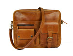 Elgin Leather Portfolio Bag - Caramel Brown