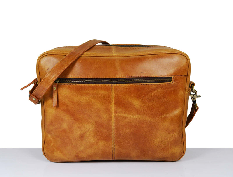 Elgin Leather Portfolio Bag - Caramel Brown