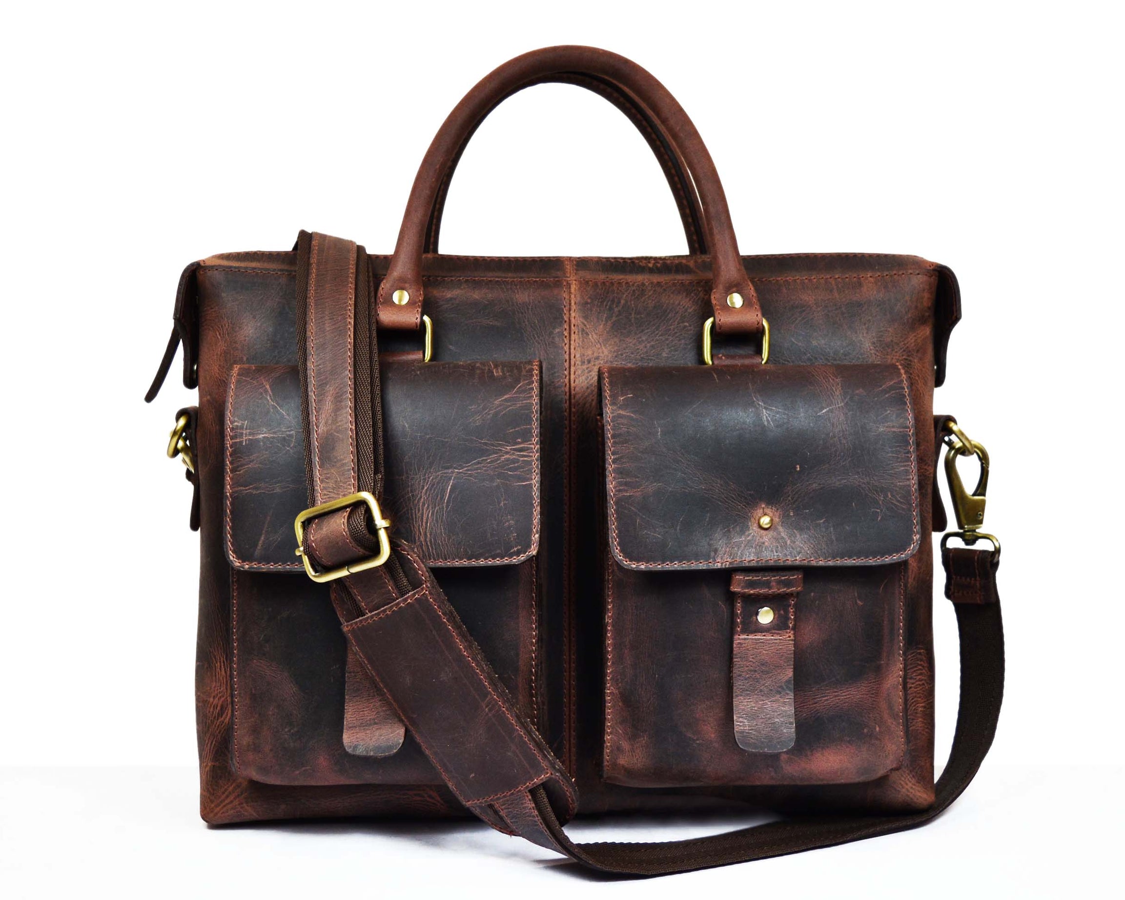 Berkeley Leather Portfolio Bag - Walnut Brown