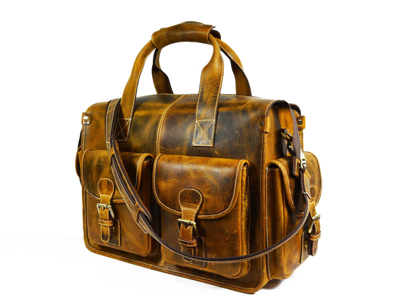 Antioch Leather Portfolio Bag - Caramel Brown