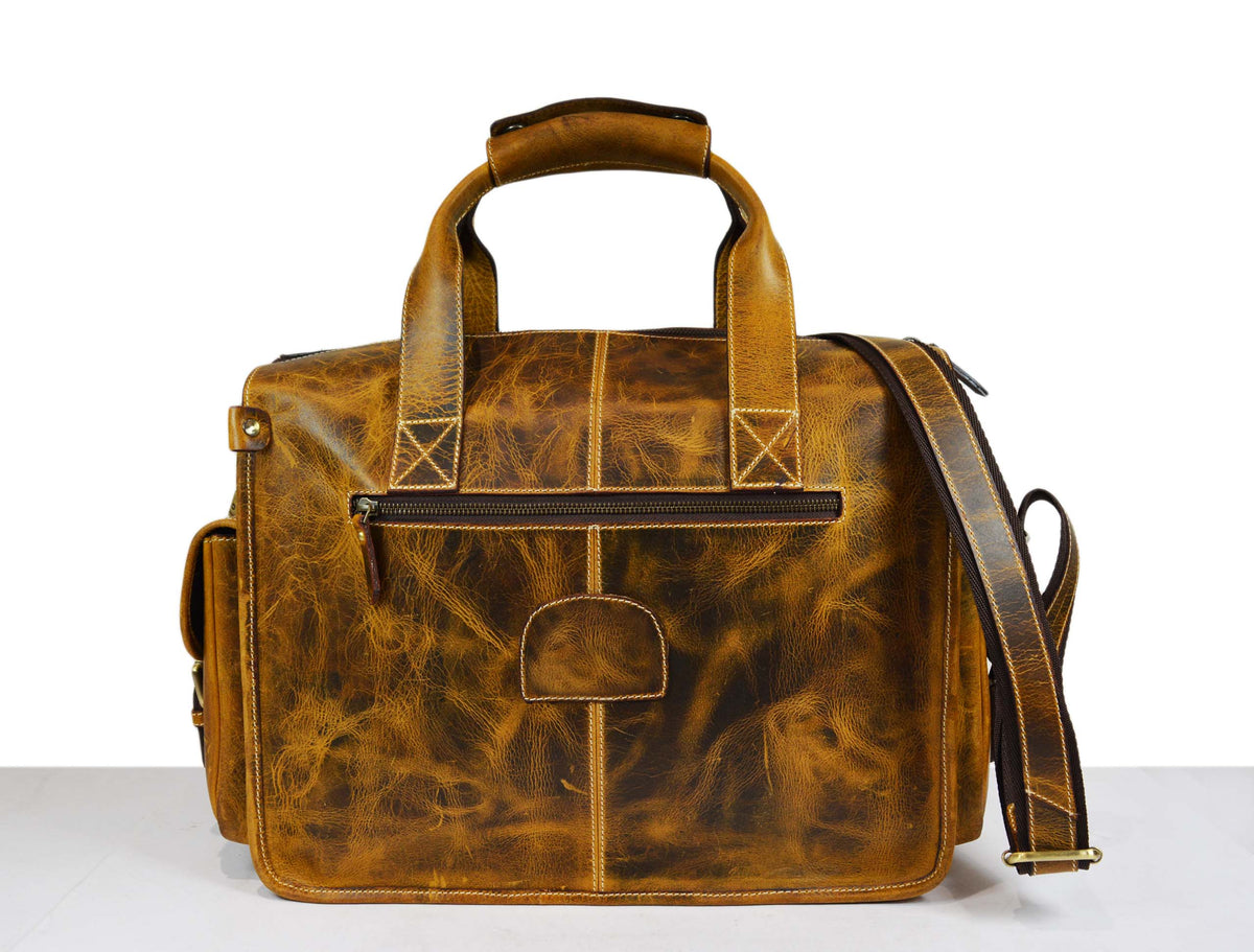 Antioch Leather Portfolio Bag - Caramel Brown