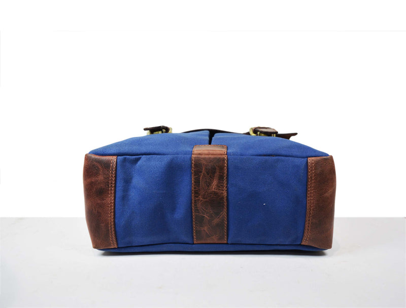 Laredo Leather Canvas Portfolio Bag - Blue.