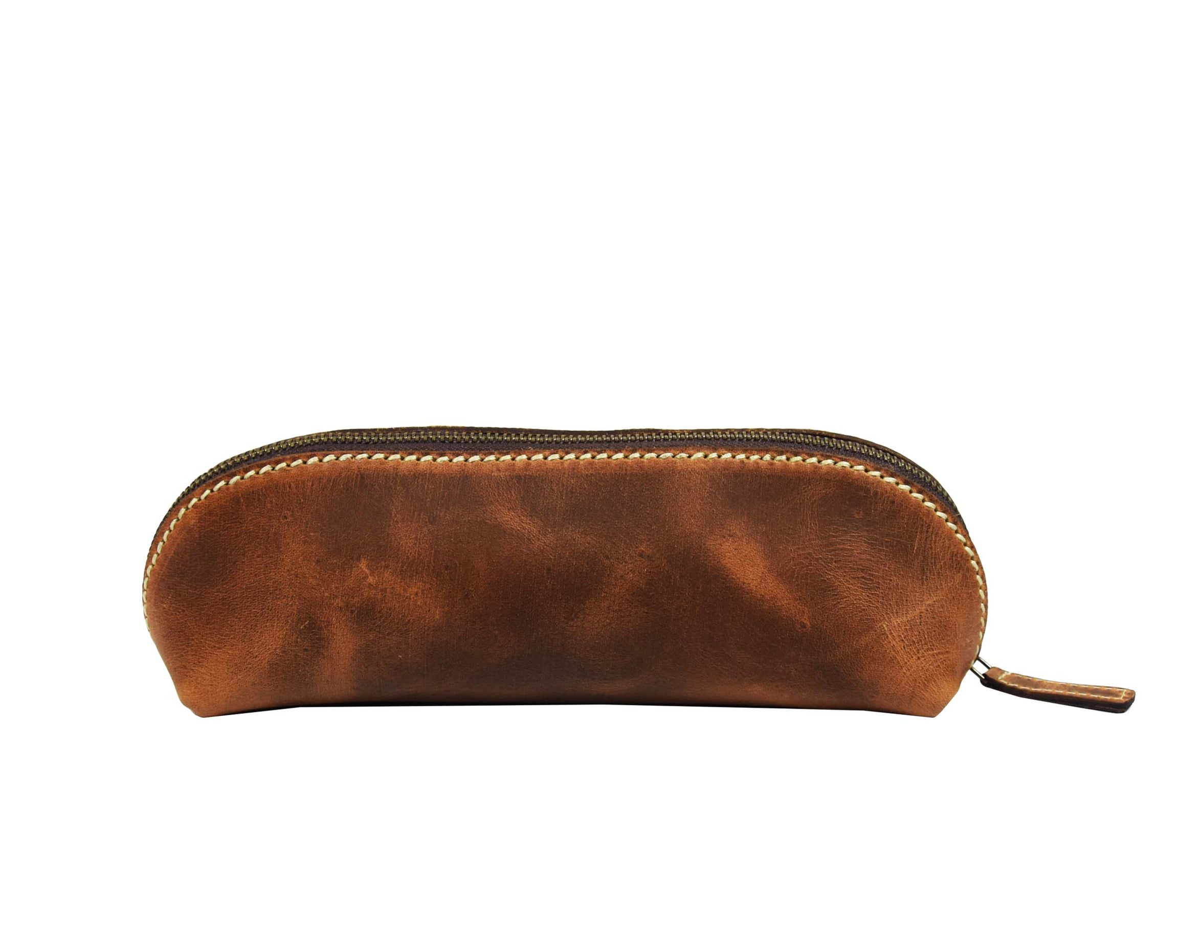 Vintage Leather Pencil Case - Stationery Pouch