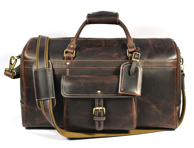 Dawson Leather Travel Bag - Walnut Brown.
