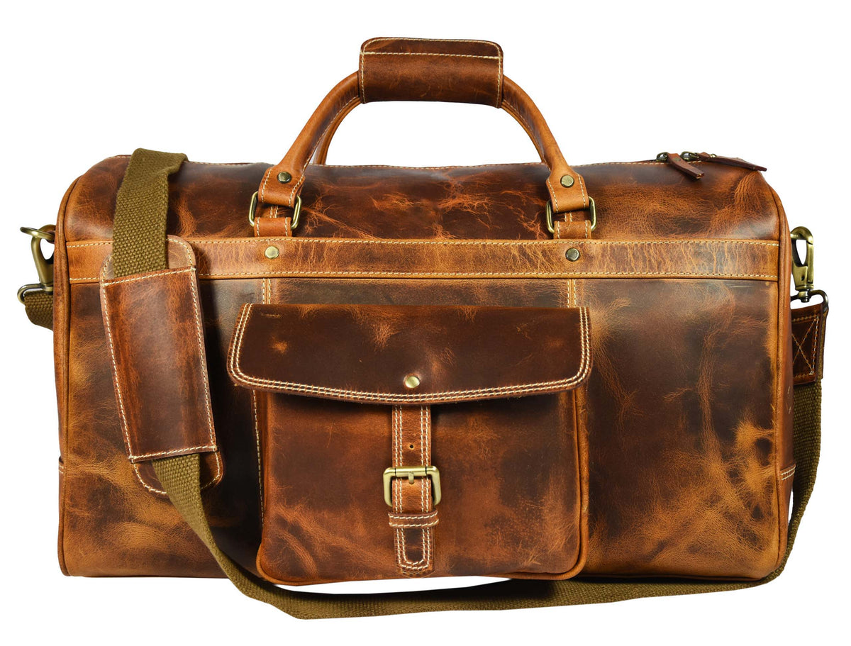 Dawson Leather Travel Bag - Walnut Brown.