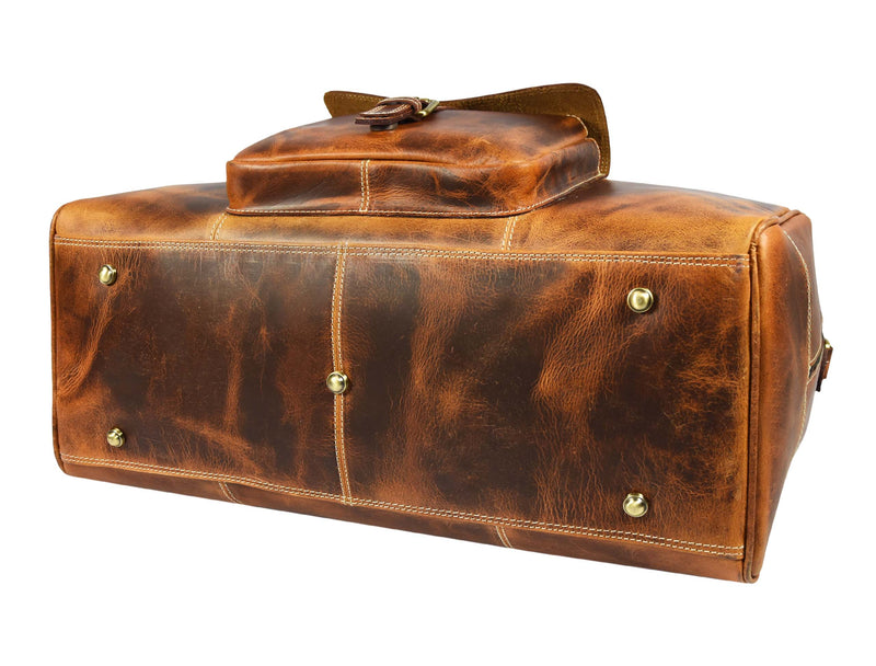 Dawson Leather Travel Bag - Walnut Brown.