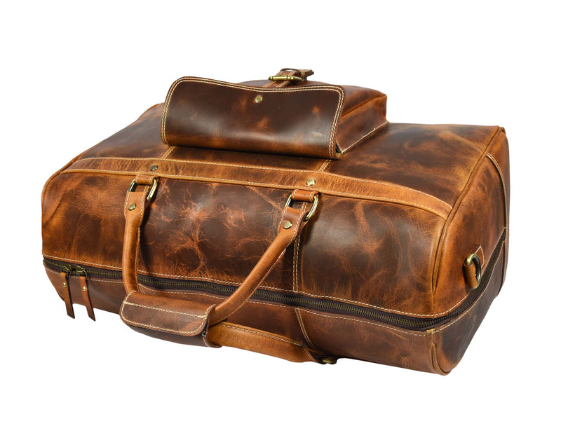 Dawson Leather Travel Bag - Walnut Brown.