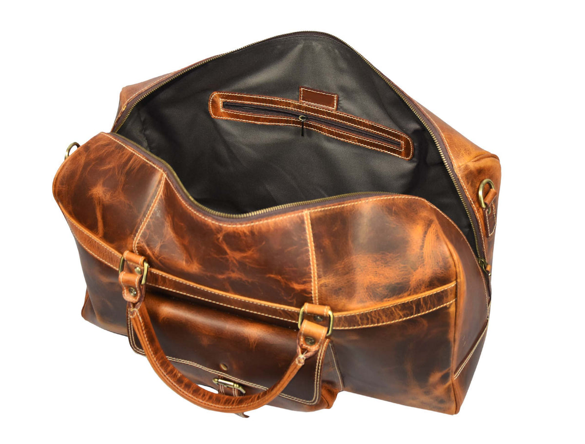 Dawson Leather Travel Bag - Walnut Brown.